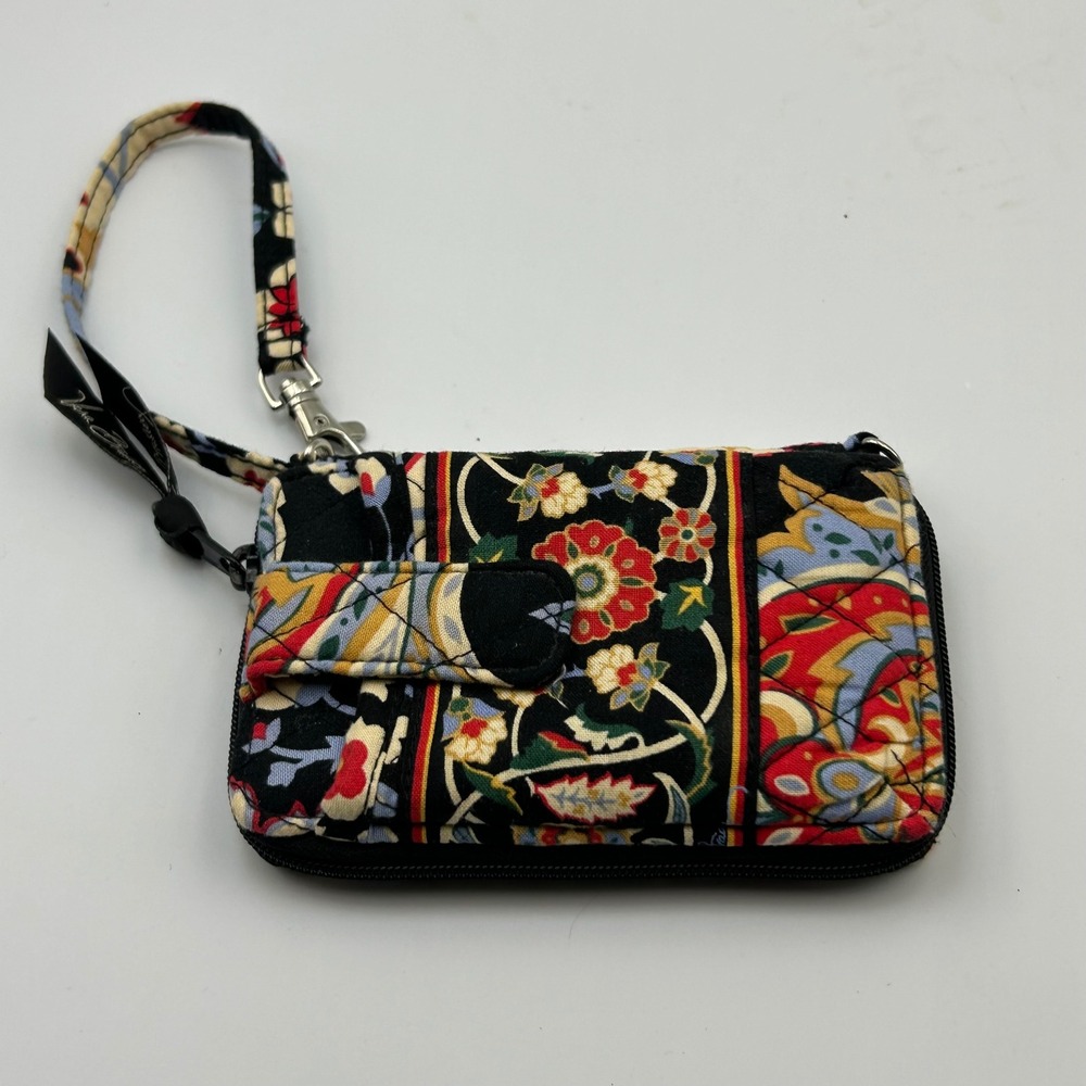 Vera Bradley Wristlet Wallet Womens Small Black Provencal Floral Quilted Boho